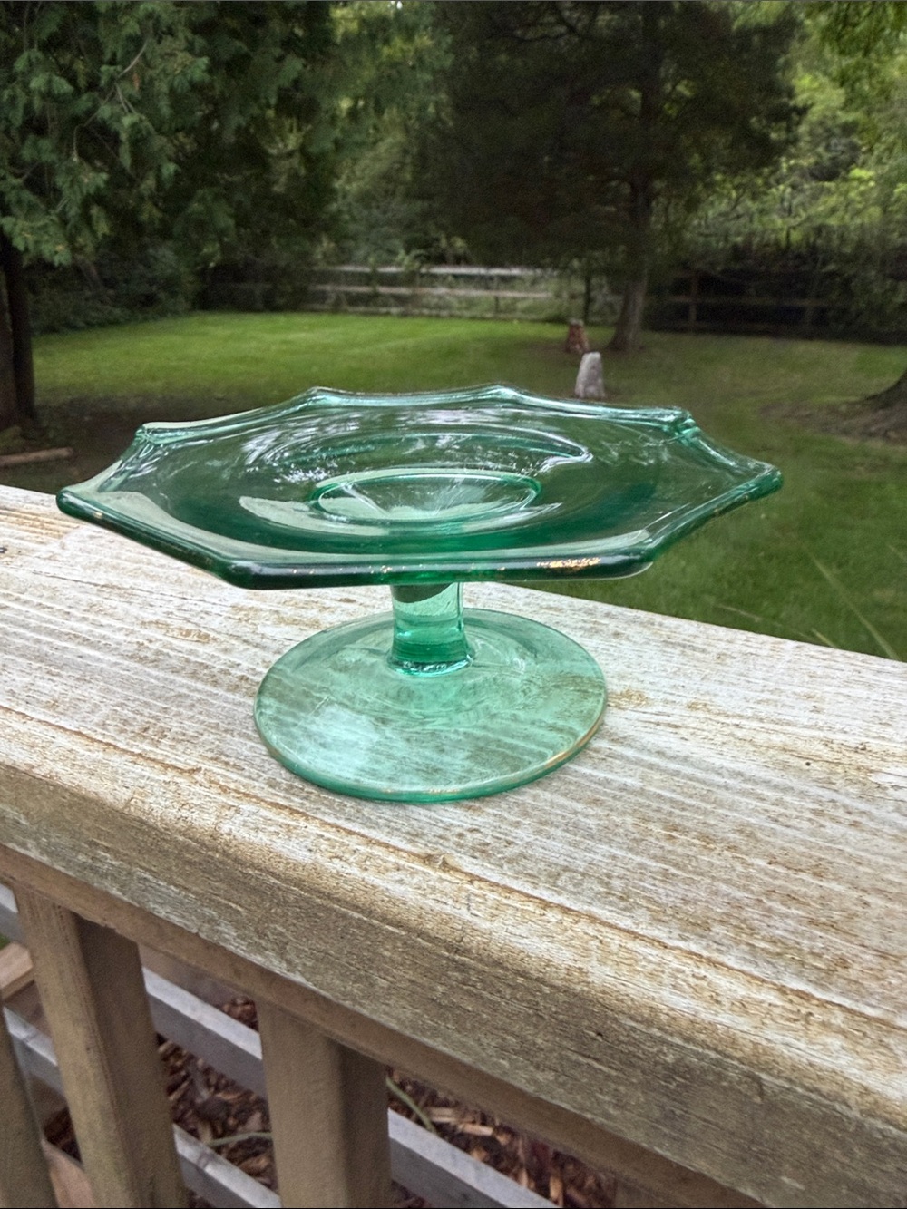 Green vintage candle tray